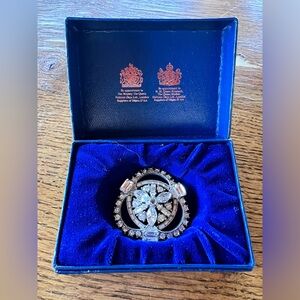 Halcyon Days enamel trinket rhinestone brooch